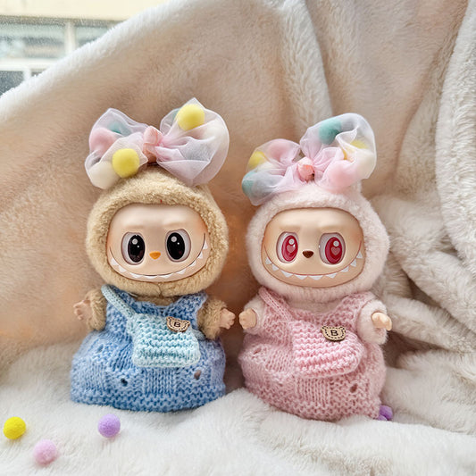 [Clothes only] First and second generation keychain Labubu clothes pendant Labubu sitting party knitted strap skirt