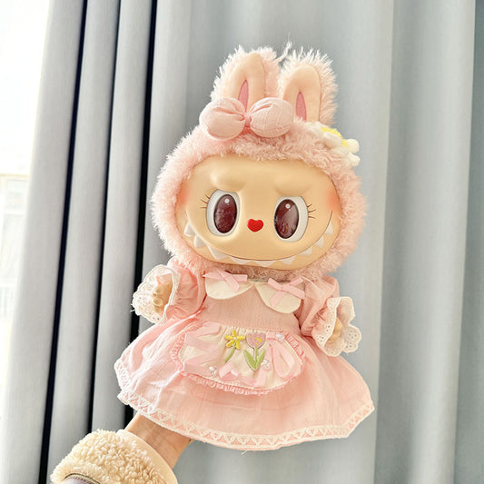 38Cm Labubu Plush Doll Clothing Labubu Doll MOKOKO Pink Tulip Dress Set Female