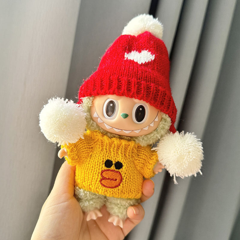 [Clothes only] First and second generation keychain Labubu clothes pendant Labubu sitting party yellow duck love hat
