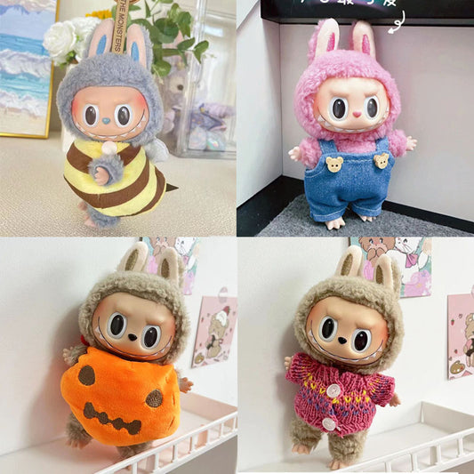Clothes only] 15cm blind box Macaron Labubu Time to chill pendant doll clothes
