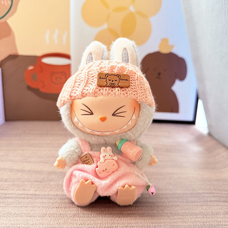 [Clothes only] One, two and three generations Labubu clothes pendant Labubu sitting baby clothes bottle overalls set cute