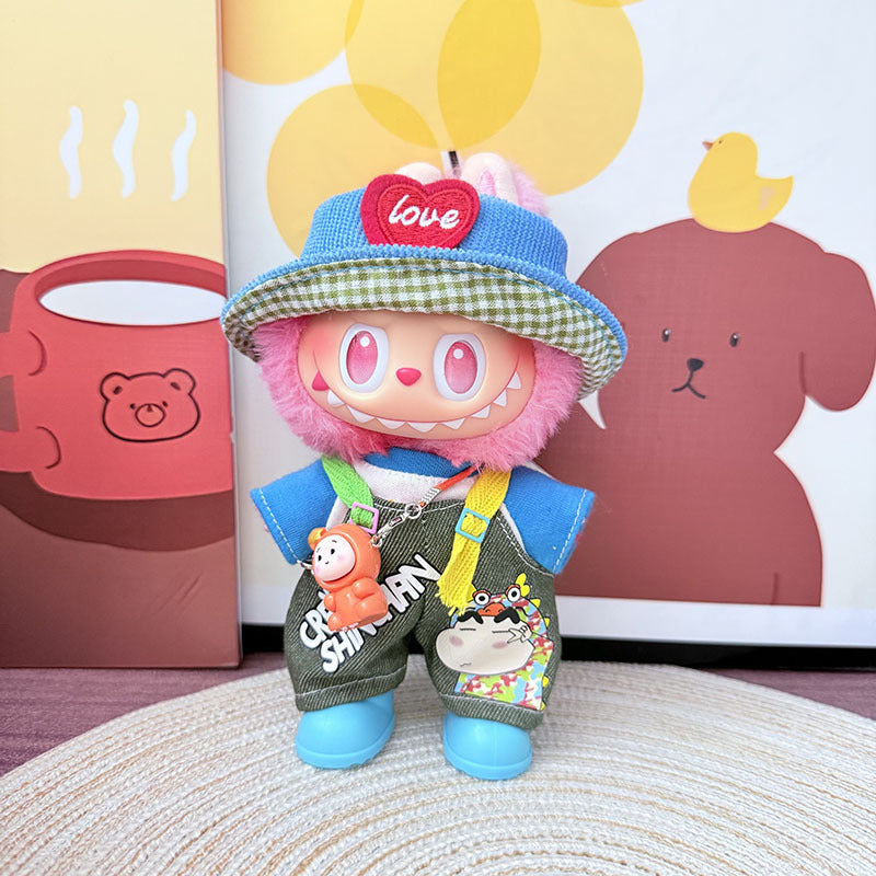 [Clothes only] One, two and three generations Labubu clothes pendant Labubu sitting baby clothes, small new overalls, cute and cute.
