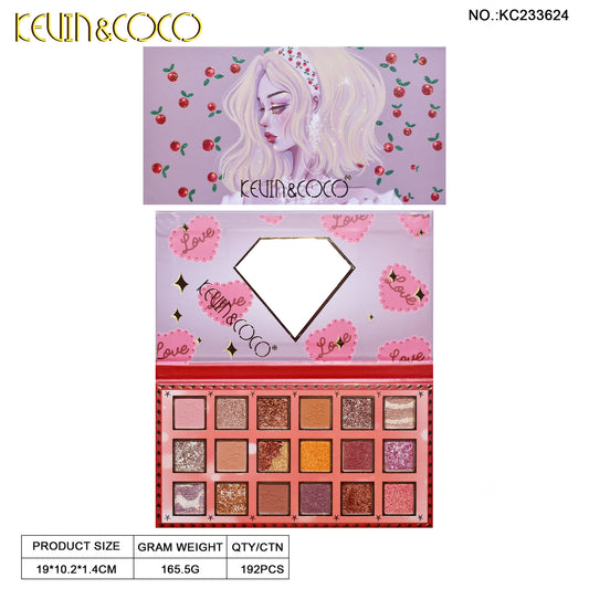 KEVIN & COCO18 color eyeshadow disc, beaded matte, high-value girl eyeshadow comes with it.