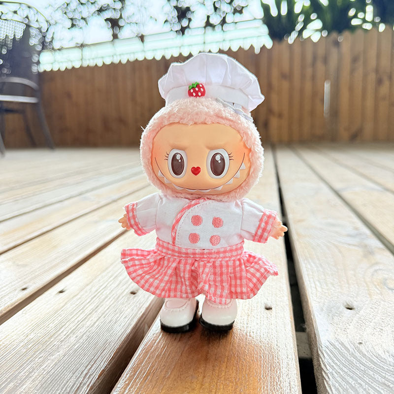 [Clothes only] 17cm Labubuwa clothes LABUBU blind box sitting party one, two, three generations of strawberry cook clothes