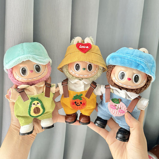 [Clothes only] First and second generation keychain Labubu clothes pendant Labubu sitting party avocado overalls