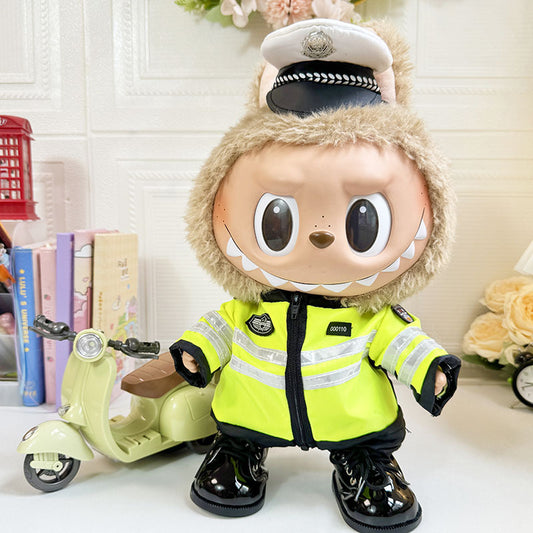 38Cm Labubu plush doll clothes for Labubu doll clothes Traffic uniform suit Cool handsome cute