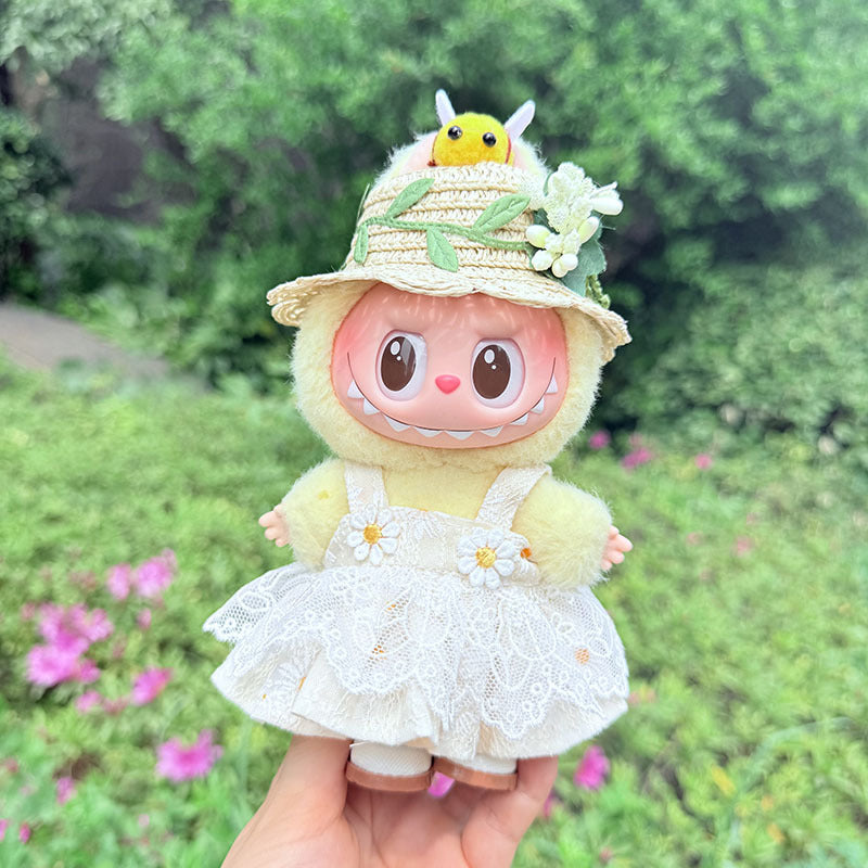[Clothes only] First and second generation keychain Labubu clothes pendant Labubu baby clothes, daisy blooming straw hat set.