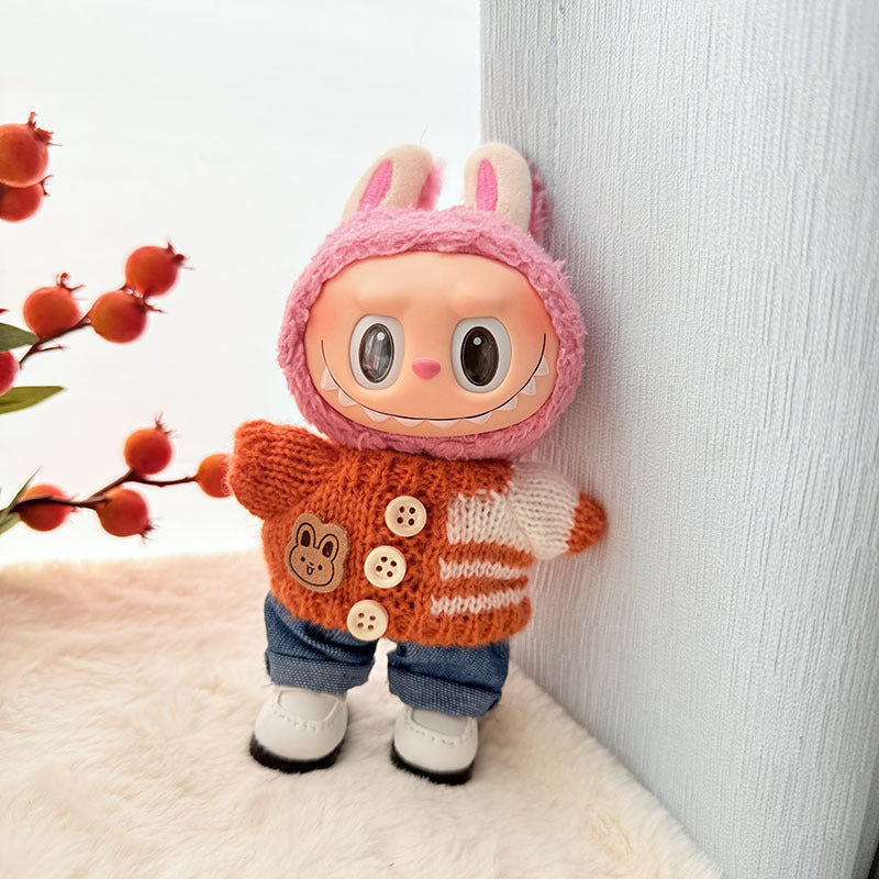 [Clothes only] First and second generation keychain Labubu clothes pendant Rab cloth button sweater jeans set cute