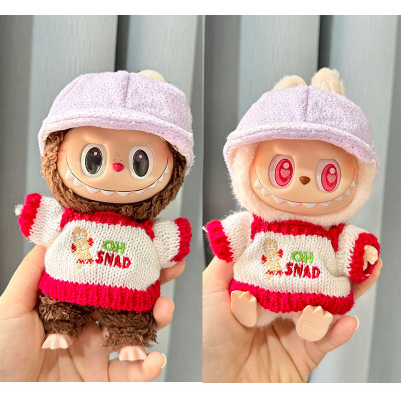 [Clothes only] First and second generation keychain Labubu clothes pendant Labubu biscuit person sweater + purple cap