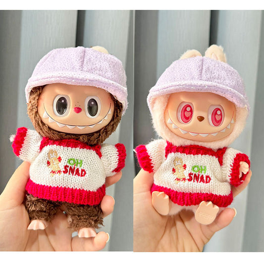[Clothes only] First and second generation keychain Labubu clothes pendant Labubu biscuit person sweater + purple cap