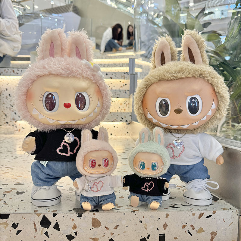 [Clothes only] First and second generation keychain Labubu clothes pendant Labubu cloth for heart-to-heart sweater set