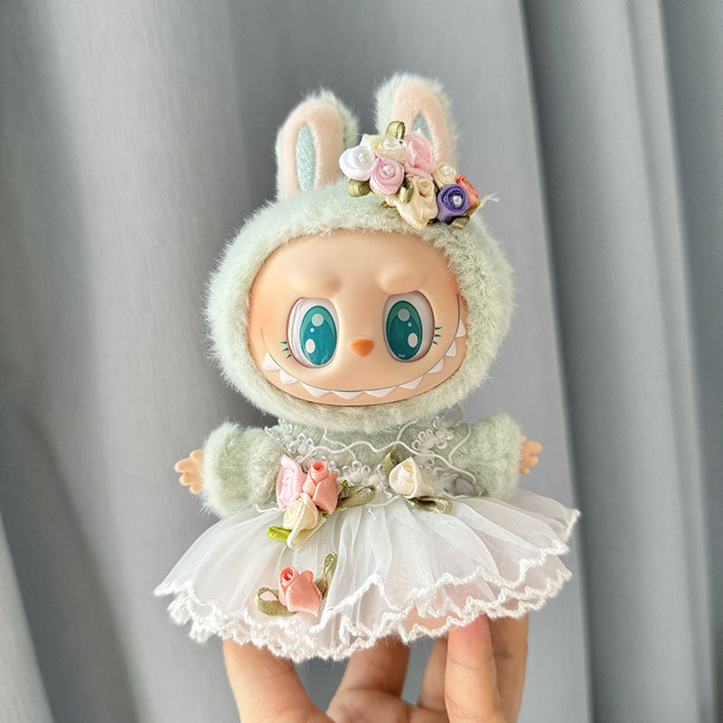 [Clothes only] First/second generation Labubu clothes pendant Labubu sitting party baby clothes head flower wedding dress set