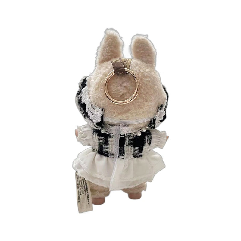 [Clothes only] 17cm pendant, rabub clothes, keychain, color plaid fragrant skirt, labubu doll clothes, cute.