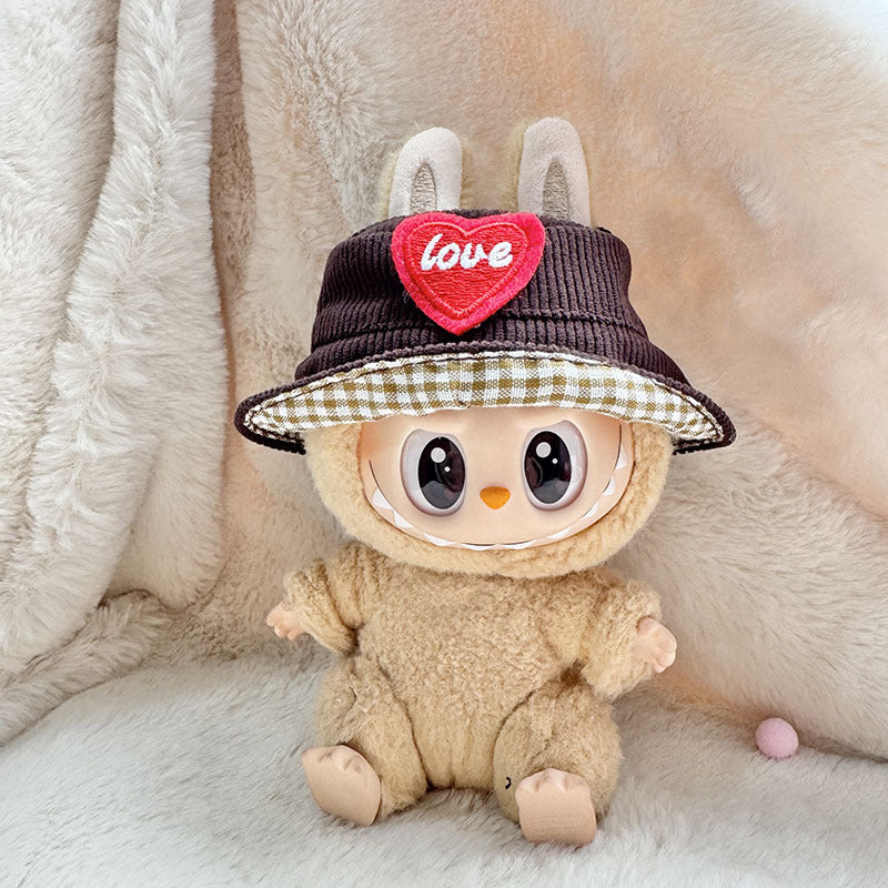 [Clothes only] 17cm blind box Labubu pendant baby clothes small animal hat Labubu trendy bucket hat accessories