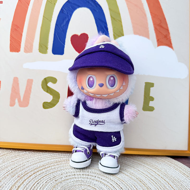 The first, second and third generation Labubu clothes pendant Labubu sitting party baby clothes peaked cap LA sports suit trend
