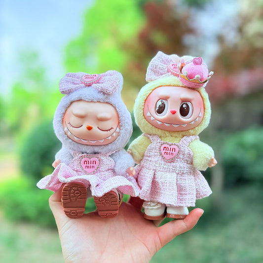 [Clothes only] First and second generation keychain Labubu clothes pendant Labubu min pink fragrant strap skirt women