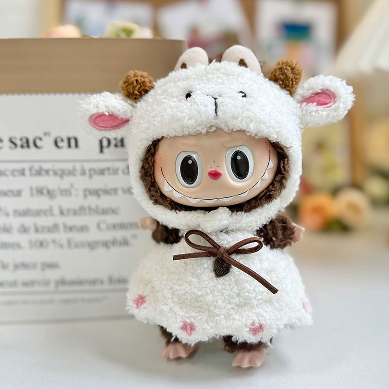 [Clothes only] 17cm Rab cloth with blind box pendant labubu doll pendant little sheep overalls set