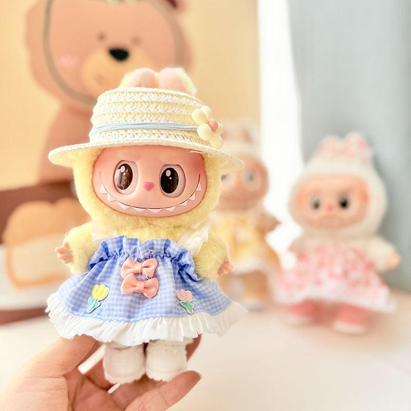 [Clothes only] First and second generation keychain Labubu clothes pendant Labubu baby clothes pastoral flower skirt cute