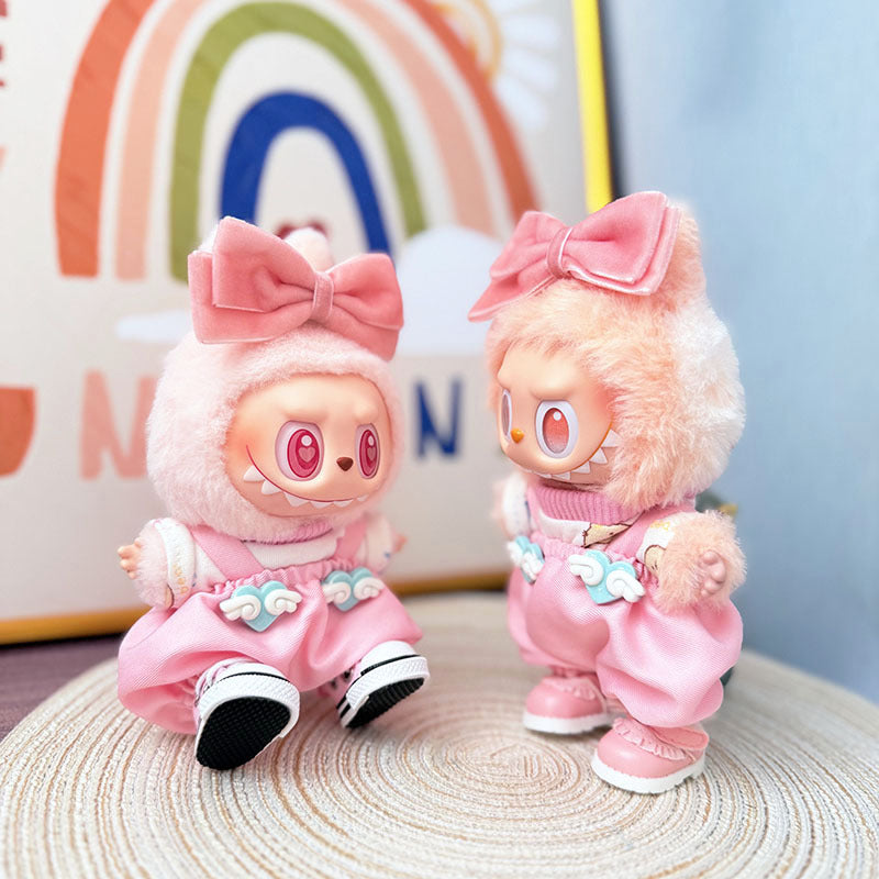 The first, second and third generation Labubu clothes pendant, Labubu sitting baby clothes powder, letter cloud powder, strap set is cute.