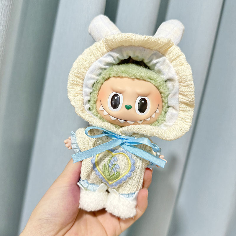 [Clothes only] First and second generation Labubu clothes pendant Labubu sitting party knitted rabbit ear hooded climbing clothes cute