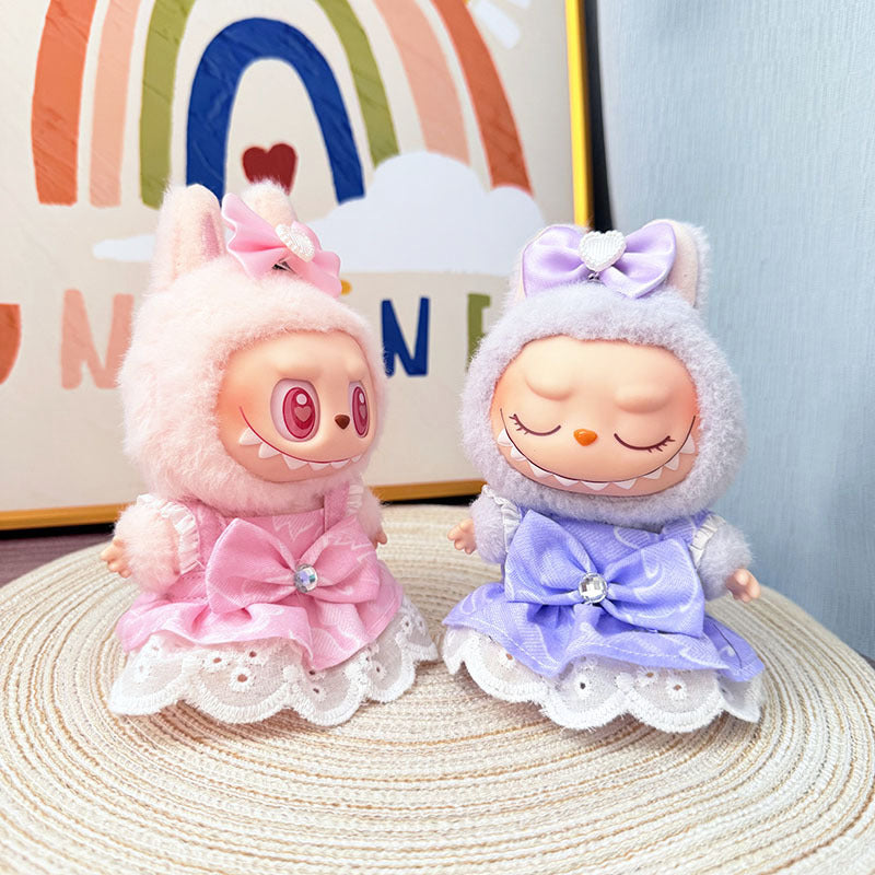[Clothes only] One, two and three generations Labubu clothes pendant Labubu sitting baby clothes pink purple rhyme bow skirt
