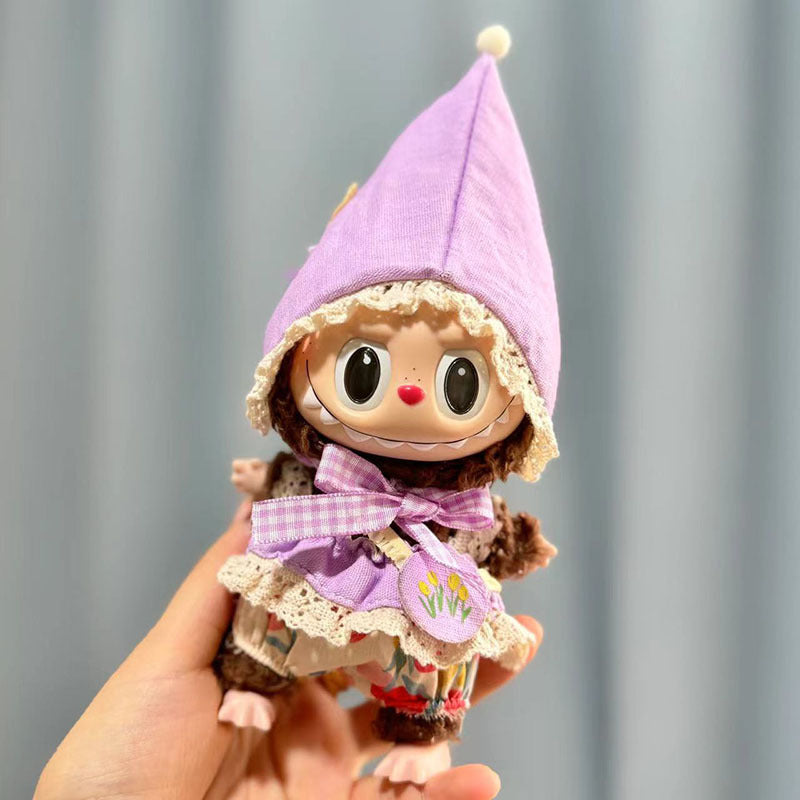 Clothes only] Baby clothes 17cm pendant blind box Labubu clothes Labubu doll for the little witch three-piece set