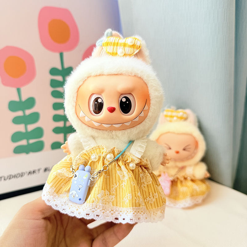 [Clothes only] First and second generation keychain Labubu clothes pendant Labubu baby clothes honey flower crown skirt cute