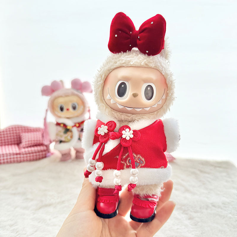 [Clothes only] First and second generation Labubu clothes pendant Labubu sitting party baby clothes New Year purple Tang clothing cute