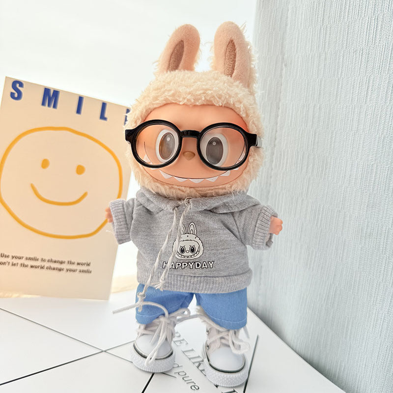 [Clothes only] First and second generation keychain Labubu clothes pendant Labubu baby clothes cloth head gray sweater set