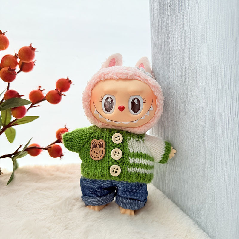 [Clothes only] First and second generation keychain Labubu clothes pendant Rab cloth button sweater jeans set cute