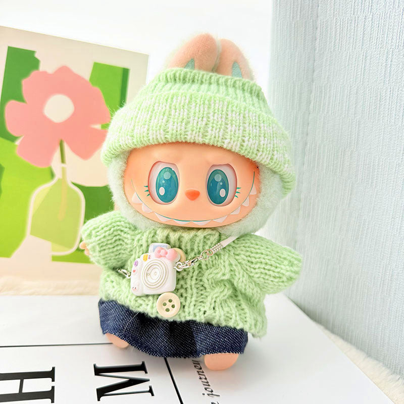 [Clothes only] One, two and three generations of keychains Labubu clothes pendant Labubu baby clothes knitted sweater hat set