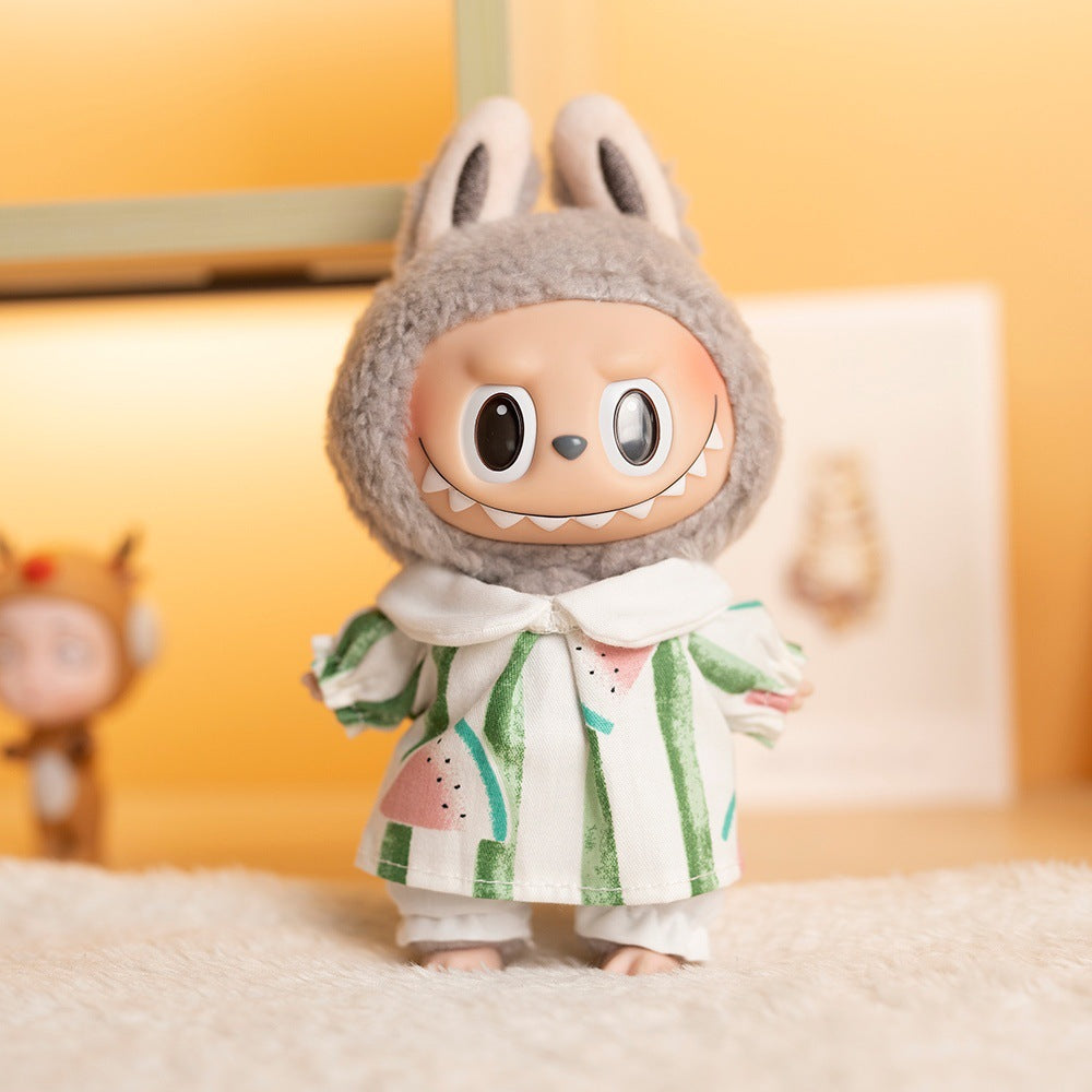 [Clothes only] 17cm pendant Labubu clothes Kindergarten two-piece keychain labubu doll clothes cute