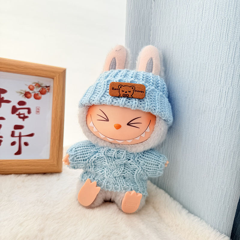 [Clothes only] One, two and three generations of keychains Labubu clothes pendant Labubu baby clothes knitted sweater hat set