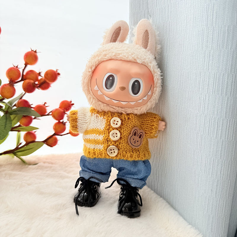 [Clothes only] First and second generation keychain Labubu clothes pendant Rab cloth button sweater jeans set cute