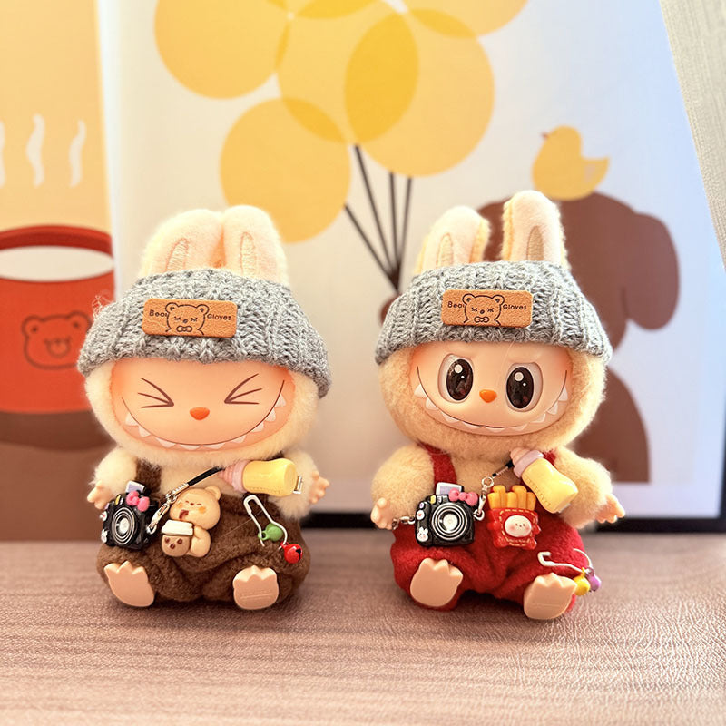 [Clothes only] One, two and three generations Labubu clothes pendant Labubu sitting baby clothes bottle overalls set cute