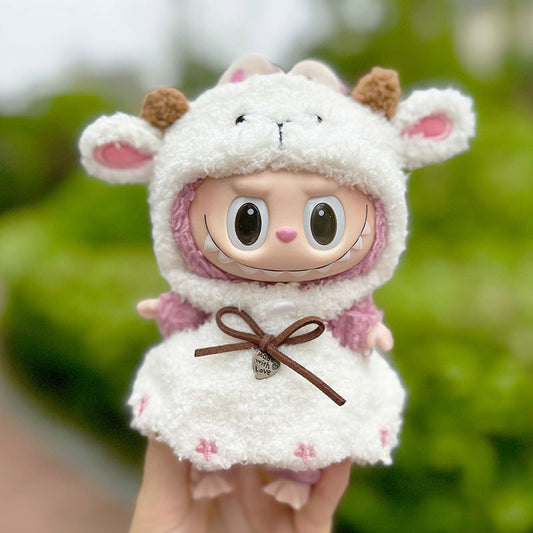 [Clothes only] 17cm Rab cloth with blind box pendant labubu doll pendant little sheep overalls set