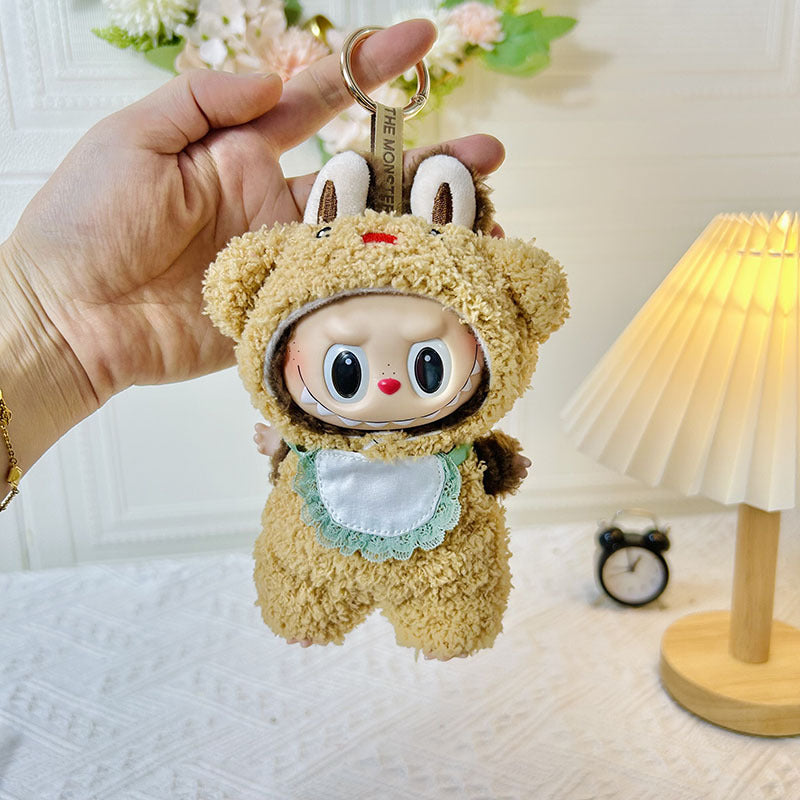 [Clothes only] 17cm pendant rabub clothes red nose bib bear set labubu doll clothes cute