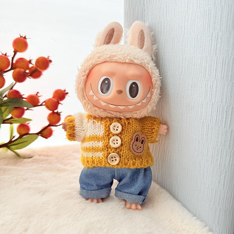 [Clothes only] First and second generation keychain Labubu clothes pendant Rab cloth button sweater jeans set cute