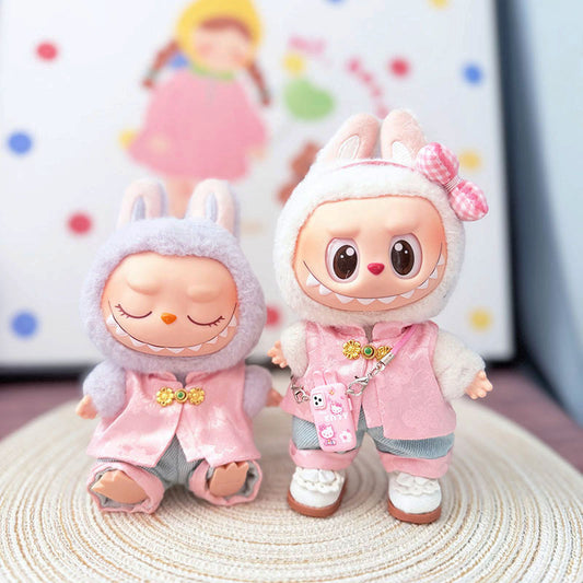 The first, second and third generation keychain Labubu clothes pendant Labubu baby clothes are elegant Chinese style suits, cute fairy.