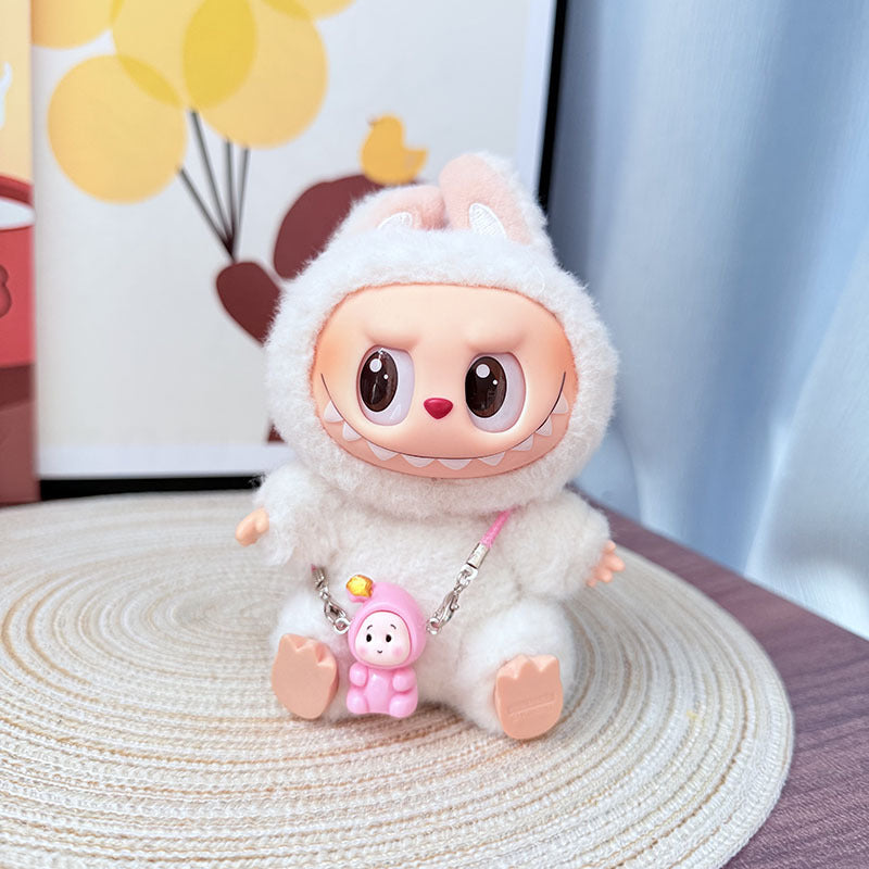 [Clothes only] One, two and three generations Labubu clothes pendant Labubu sitting baby clothes, small new overalls, cute and cute.