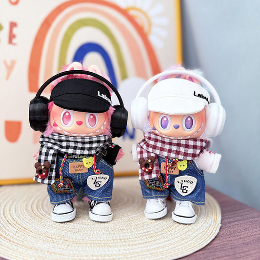 [Clothes only] One, two and three generations of Labubu clothes pendant Labubu cloth for sitting baby clothes happy pizza set