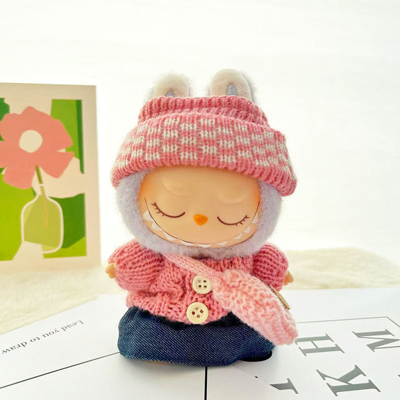 [Clothes only] One, two and three generations of keychains Labubu clothes pendant Labubu baby clothes knitted sweater hat set
