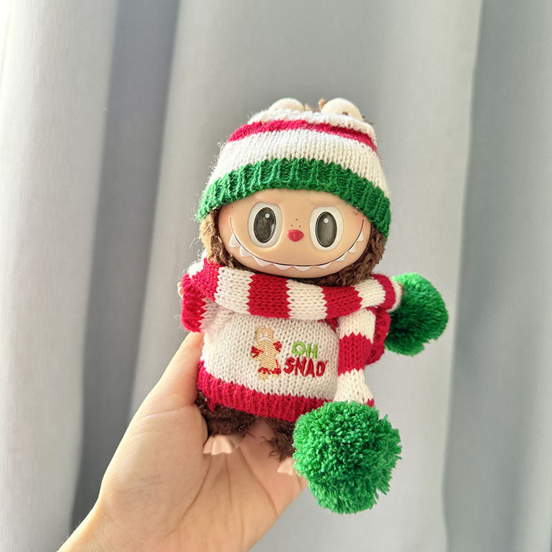 [Clothes only] First and second generation keychain Labubu clothes pendant Labubu gingerbread man sweater three-piece set cute
