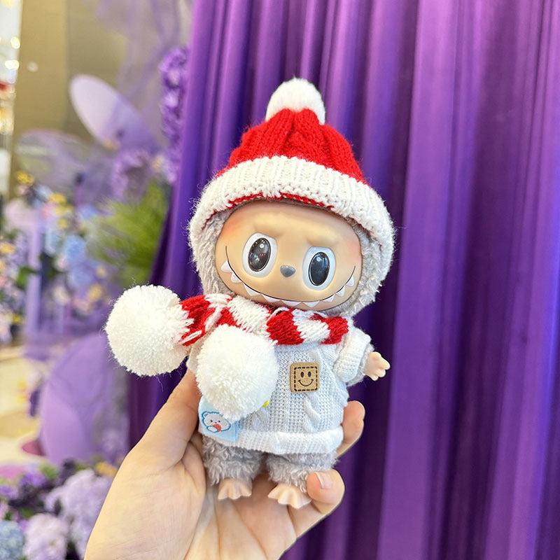 [Clothes only] First and second generation keychain Labubu clothes pendant Labubu cloth for red and white stripes scarf Christmas outfit