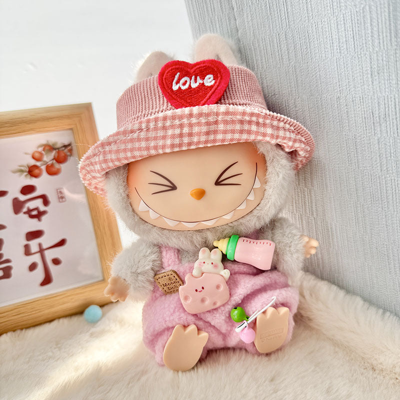Clothes only] First and second generation Labubu clothes pendant Labubu sitting baby clothes love sweater bear earcap set