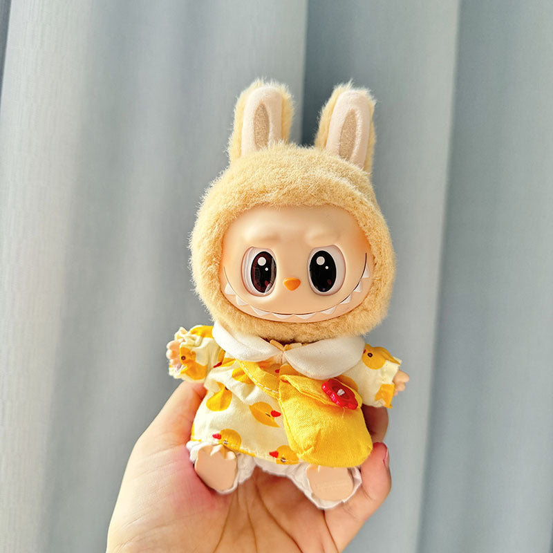 [Clothes only] First and second generation Labubu clothes pendant Labubu sitting party yellow duck satchel three-piece set cute