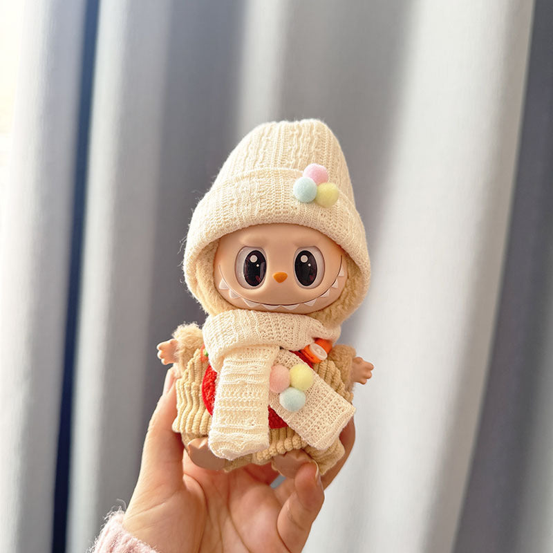 [Clothes only] First and second generation keychain Labubu clothes pendant Labubu sitting party winter color ball hat