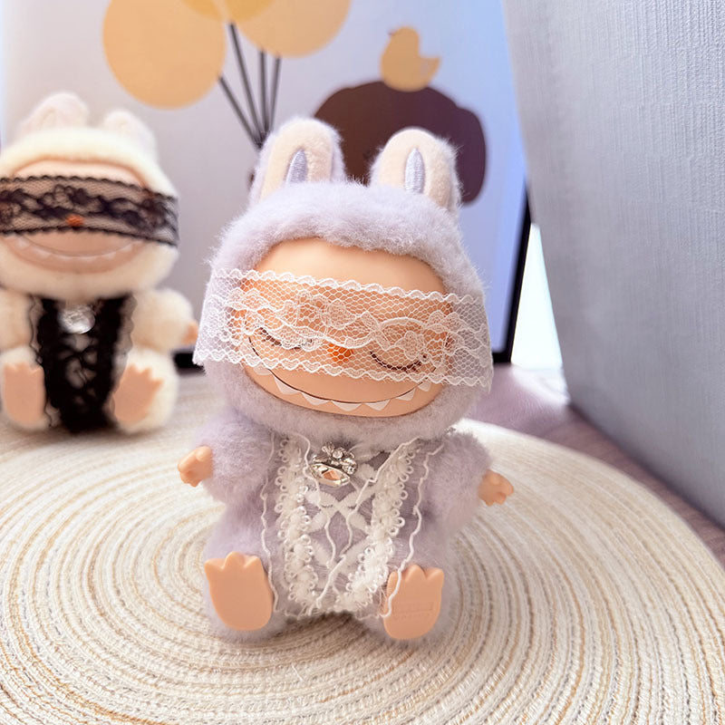 [Clothes only] One, two and three generations Labubu clothes pendant Labubu sitting baby clothes lace goblin two-piece set