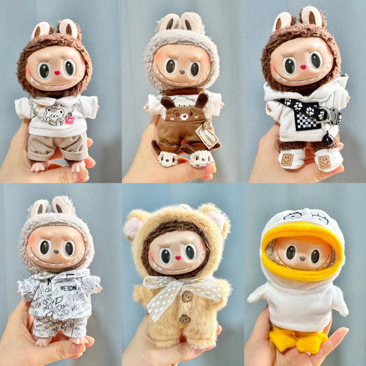 [Clothes only] 17cm Rab cloth with pendant labubu keychain baby clothes men fried street sweater trendy brand