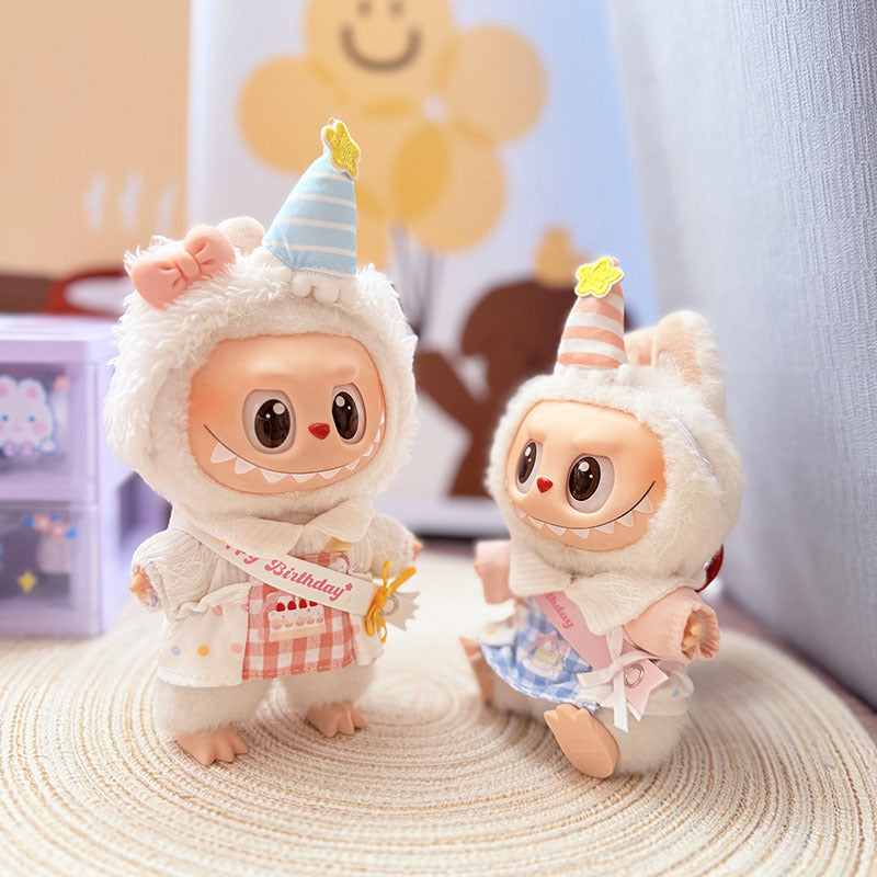 [Clothes only] First and second generation keychain Labubu clothes pendant Labubu baby clothes birthday party plaid set
